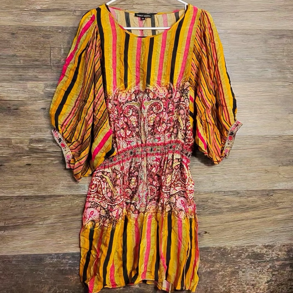Tanvi Kedia Vibrant Striped Long Sleeve Dress